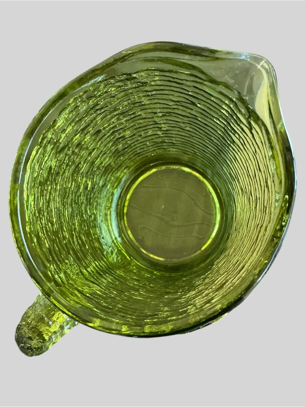 Vintage Anchor Hocking Soreno Avocado Green Glass Condiment Set MCM Retro